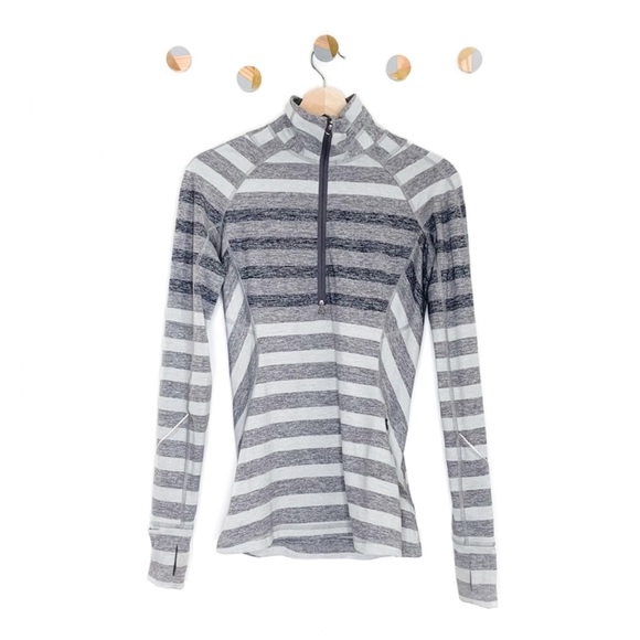 lululemon athletica Tops - Lululemon Race Your Pace 1/2 Zip Pullover Shirt Top Striped Gray